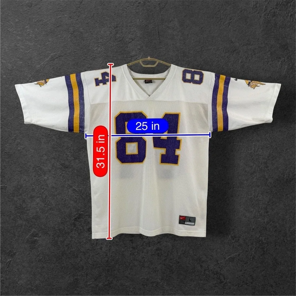 Vintage Nike Randy Moss Vikings Jersey Mens Large White NFL Football #84 Y2K